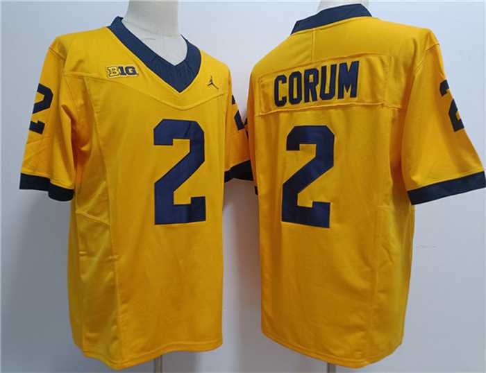 Mens Michigan Wolverines #2 Blake Corum 2023 F.U.S.E. Yellow Stitched Jersey